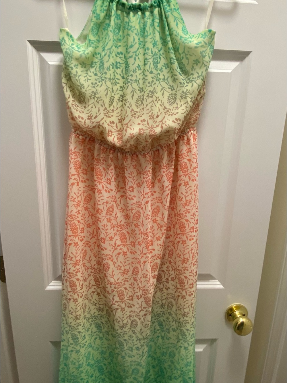 Old Navy Green and Coral Ombré Halter Maxi Dress small petite